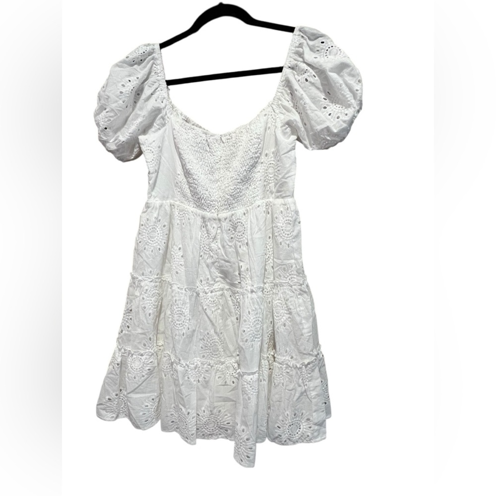Princess Polly Lavine Babydoll Eyelet Mini Dress White Flared Sz US 6 NWT - Picture 6 of 9